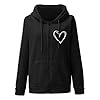 HOOUDO Womens Zip Up Hoodie Vintage Oversized Basic Hoodies E Girl Baggy Sweatshirts Trendy Jacket Teen Girls Womens Fall Clothes Casual Black #2
