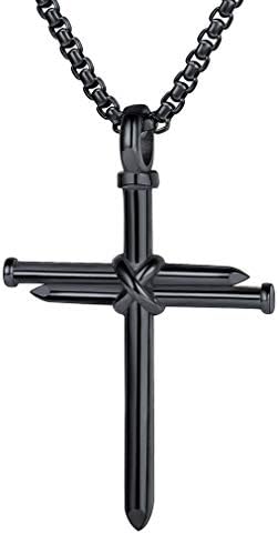 FaithHeart Cross Pendant Jewellery for Men Women Stainless Steel/Black/Gold Plated Cross Crucifix Necklace Christian Gifts for Birthday Baptism(Gift Box Send)