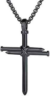 FaithHeart Cross Pendant Jewellery for Men Women Stainless Steel/Black/Gold Plated Cross Crucifix Necklace Christian Gifts for Birthday Baptism(Gift Box Send)