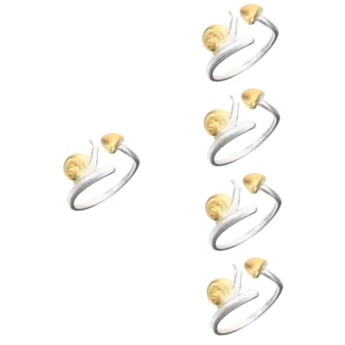 Bijoux Femmes Anneau de Doigt Unique : Lot de 5 Bagues Champignons et Escargot