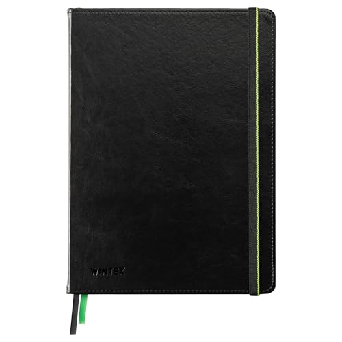 WINTEX Libreta A4 Puntos - 96 Pág. - Cuaderno Bullet Journal de Polipiel para la Escuela o Trabajo - Cuaderno A4 Punteado con Tapa Dura - Negro