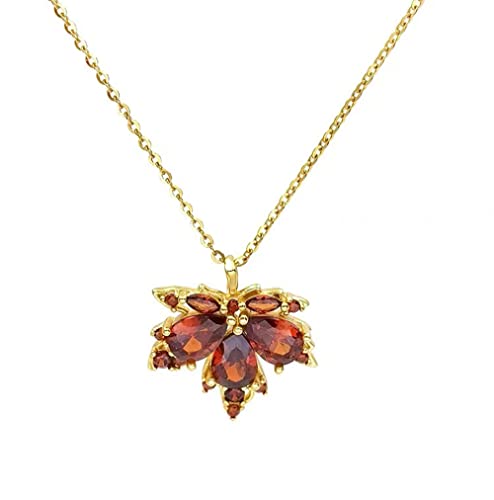 Dainty Maple Leaf Pendant Necklace Cubic Zirconia Crystal Leaves 14K Golden Plated Choker Necklaces for Women Exquisite Jewelry Gifts Christmas
