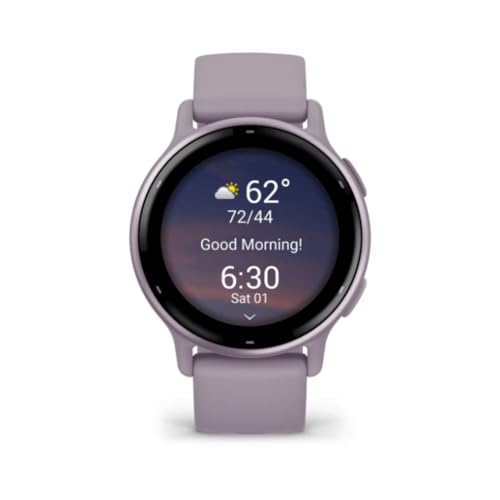 Image of Garmin vivoactive 5, Health and Fitness GPS Smartwatch, AMOLED Display, Up to 11 Days of Battery, Orchid | Up to 11 Days, 42mm Case, 20mm Silicone Band, Pulse Ox and Wrist Hr, 5 Atm