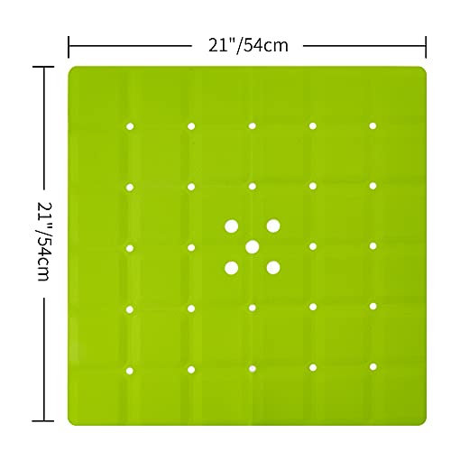 Webos Shower Mat Non Slip: Silicone Foldable No Suction Cups Bath Mats Machine Washable For Textured And Reglazed Shower Stall Safety Matt With Drain Holes Bathtub Mat (Green, 21X21 Inches) #TOP1