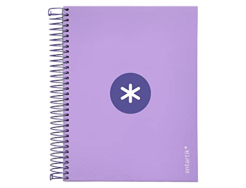 Antartik Cuaderno espiral liderpapel a5 micro tapa forrada120h 100 gr cuadro 5mm 5 banda6 taladros color lavanda