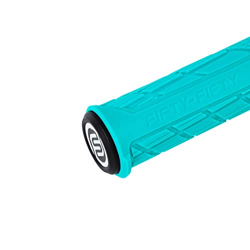 Fifty-Fifty Mountain Bike Handlebar Grips, Single Lock-On Mtb Grips, Comfortable Bicycle Locking Grips, Non-Slip Mtb Handle Grips For All Mountain, Enduro, Downhill (Turquoise) #TOP2