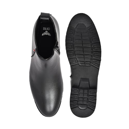 Image of Chelsea Boots for Men | Black Leather Ankle Length Formal Shoes | Side Zip Closure | Durable Casual Office Footwear