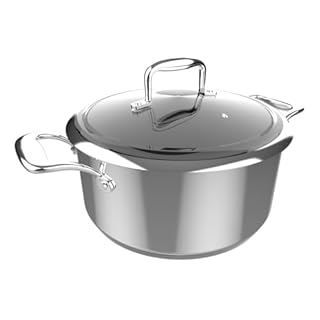 Cecotec Pentola Polka Classy 24 Pot Steel, diametro 24 cm, capacità 4 l, acciaio inox 18/10, rivestimento antiaderente, maniglie rivettate, coperchio in vetro, adatto a tutti i tipi di cucine