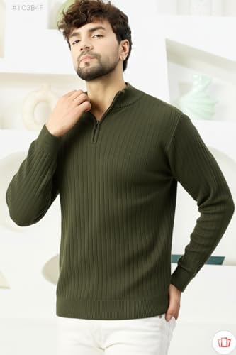 Image of Pivl Men's Winter Half Zip Solid Warm Sweater