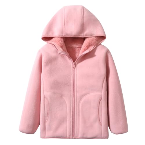 Toddler and Girl's Fleece Coats Long Sleeve Hooded Winter Jacket Full Zipper Thicken Warm Hoodies Solid Cute Jackets