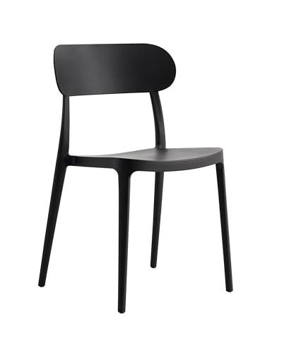 METRO Professional Chaise d'extérieur, Polypropylène, Empilable, Chaise Jardin Terrasse Balcon Bistrot, Noire