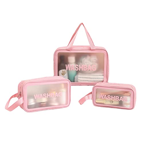 Happy L Clear Travel Bags for Toiletries, 3Pcs Portable PVC Waterproof Cosmetic Bags, Transparent...