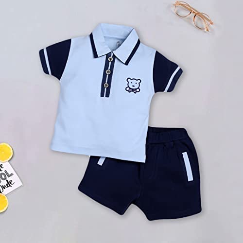 Image of BABY GO Baby Boys & Baby Girls Cotton Clothing Set | Newborn Infant T-Shirt & Shorts Combo | Soft Breathable Summer Outfit | Cute Printed Top with Elastic Waist Shorts | Casual Daily Wear Set