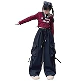 女の子用カーゴパンツ カジュアル ワイドレッグ ジャンプスーツ ストリートダンスパンツ 子供用 スノーウェア 110 女の子 上下 キッズ 140