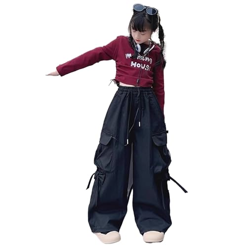 Girls' Parachute Cargo Pants Joggers Hiking Running Workout Outdoor Sweatpants Oversized Loose Fit Y2k Lounge Trousers2