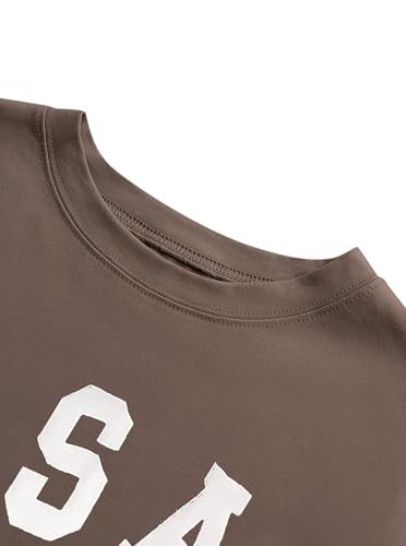 Remidoo Women's Casual Crewneck Short Sleeve Oversized T Shirt Rainbow Graphic Tees