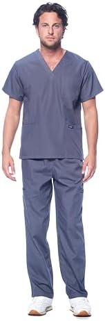 Dagacci Medical Uniform® Men's V-Neck Cargo Scrubs