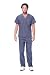 Dagacci Scrubs Medical Uniform Men Scrubs Set Medical Scrubs Top and Pants (Large, Petwer Gray)