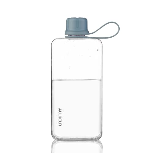 ALLKELR Portable Flat Water Bottle 13.5 oz Blue
