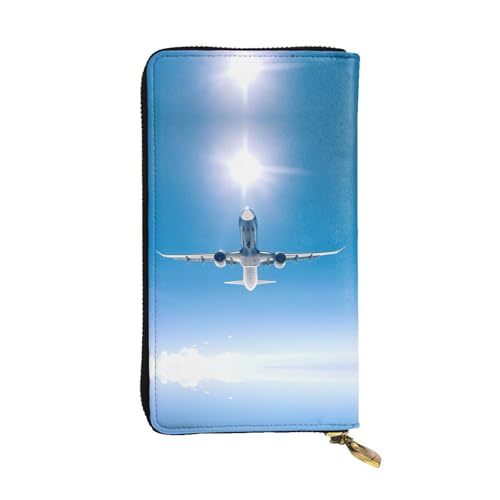 Bolso de mano estampado de aviones y cartera de cuero de 7.5 x 4.1 pulgadas