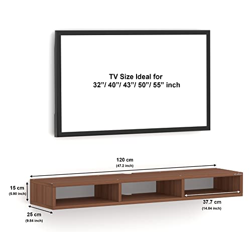 Image of Anikaa Zion Engineered Wood Wall Mount TV Unit /TV Stand /Wall Set Top Box Stand /TV Cabinet /TV Entertainment Unit (Walnut)(D.I.Y)
