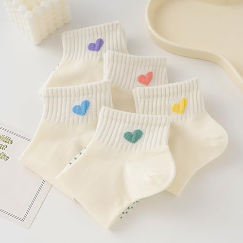 Image of Women Cute Ankle Socks Cotton Mini Crew Athletic Casual Heart Sock for Girls Sneakers