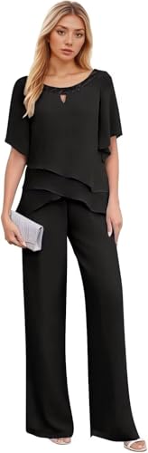 Chiffon Mother of The Bride Pant Suits for Wedding 2 PCS Pantsuits for Women Casual 2025