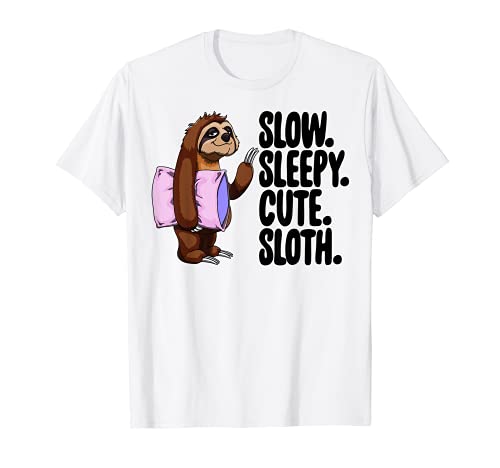 Funny Sloth Tee Shirts Slow Sleepy Cute Lazy Sloth Gift Maglietta