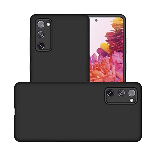 Image of Case Creation Liquid TPU Silicone Cover for Samsung S20 FE 5G Soft Case,Anti-Dirty Slim Case Frosted Matte Candy TPU Raised Bezel (Splash of Color) Back Case Cover for Samsung Galaxy S20 FE 5G -Black