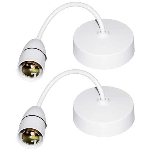 B22 Lamp Holder - Ceiling Pendant Light Fitting, 2 PCS White Plastic Light Bulb Holder for Kitchen Island Living Room Bedroom Dinning Room Lightings