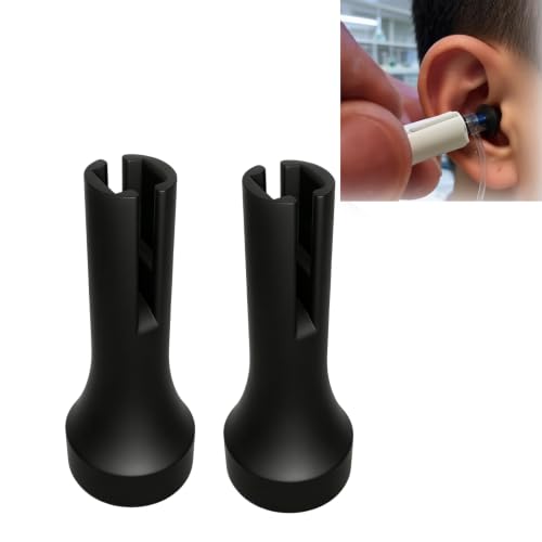 Hearing Aid Insertion Helper Tool for in-Ear Hearing Devices, Earbud Placement Assist Tool for Precise Receiver Positioning, Protects Thin Wire Tube for Easy and Controlled Insertion, 2PCS (Black)