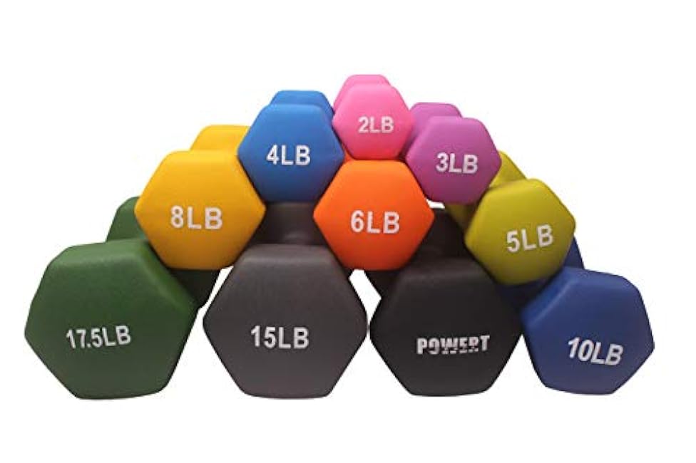 POWERT HEX Neoprene Dumbbell |Coated Colorful Hand Weights in Pair