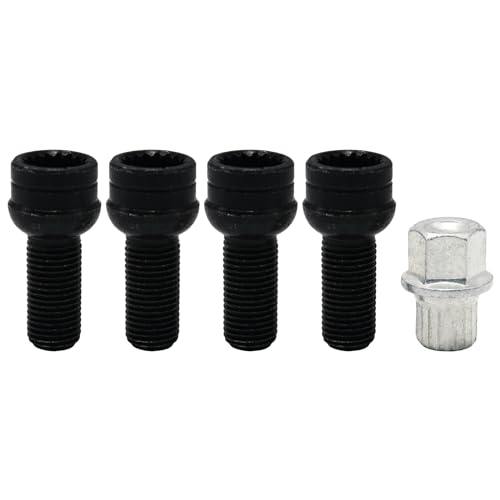 Image of 14mm M14 4+1 Wheel Bolts Locking Lug Nut Set with Key Replacement for MK4 B5 1998-2005, Replaces 8D0601139F