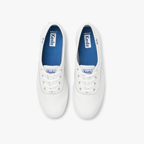 Keds Women's Champion Lace Up Sneaker, White Leather, 8.5 Wide | Image 3