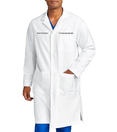 NACRE APPAREL Personalized Embroidered Lab Coat for Men 42
