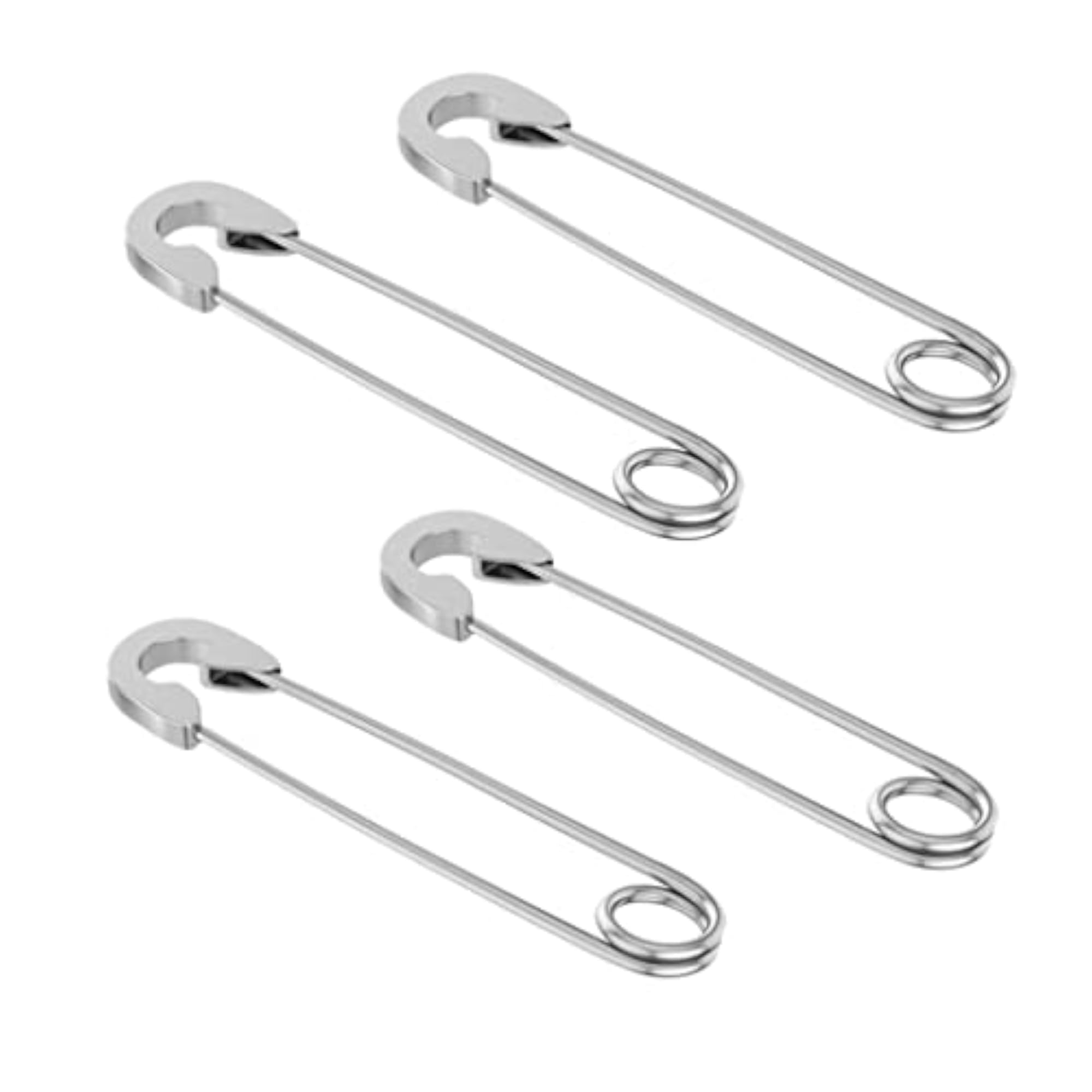 Women's Stylish Punk Safety Pin Earrings, Silver