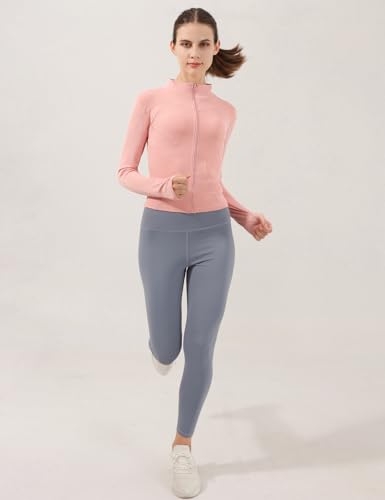 Image of Locachy Women's Lightweight Stretchy Workout Full Zip Running Track Jacket with Thumb Holes