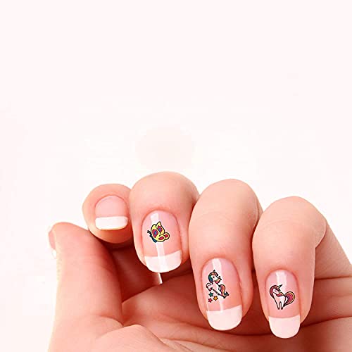 Unicorn Nails Stickers Rainbows Hearts Stars Cupcakes Cute Kids Fake Art Finger For Girls 6+ Years Decal Kit Transfer Set Birthday Party Bags Children Stocking Filler Gift #TOP5