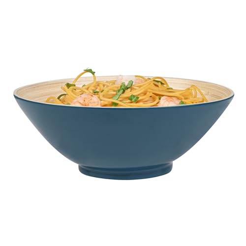 Restaurantware Salad Bowl 1 Pack 28.7 oz Bamboo Serving Dish Greaseproof Freezer-Safe Bowl Handcrafted Round for Hot/Cold Foods