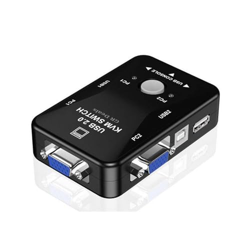 Image of 2 Port KVM Switch USB 2.0 KVM Switch Box to Control up to 2 Computers 2 in 1 Out USB Keyboard Mouse Sharing Device for Computer, PC, Laptop, Desktop, Monitor, Printer, Sharing Video. BLACK