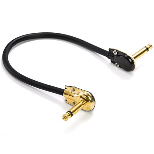 AVLA 4 Pack Guitar Patch Cables, 12 inch Flat Low Profile Pedal Instrument Cable, Right Angle Golden Pancake Connector for Effects Pedal Board, Guitar Accessories, Ultra Flexible and Durable by AVLA - Image 4