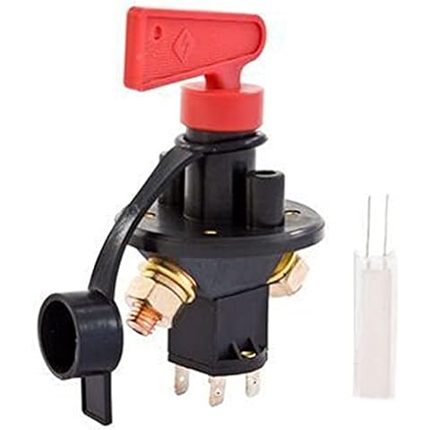 Fevas Switch FIA Type Kit Car Race Rally 4 Terminals Battery Isolator Master Power Isolator Cut Out/Off Kill Universal 12/24V - (Color: as Photo) Cover