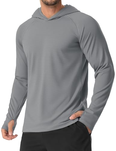 MAGCOMSEN Mens Sun Shirts UPF 50+ Long Sleeve Lightweight Hoodie Quick Dry Performance Workout Hiking Athletic Shirt