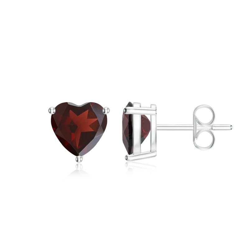 Image of Goldhartz Sterling Silver Genuine, Created or Simulated Birthstone Gemstone 7mm Heart Stud Earrings