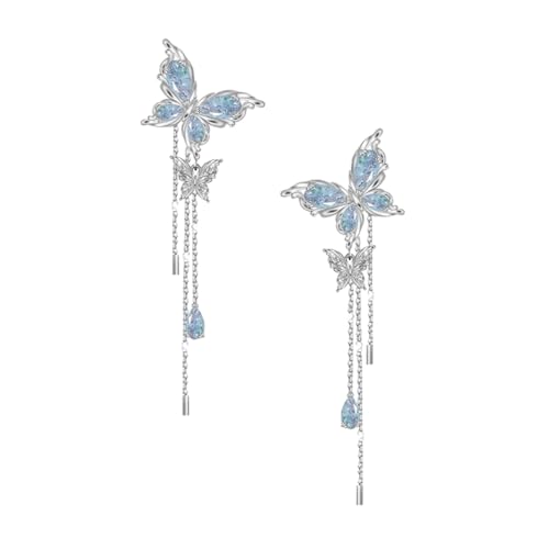 Delicate butterfly fringe chain earrings Stylish women's earrings temperament of women accessories