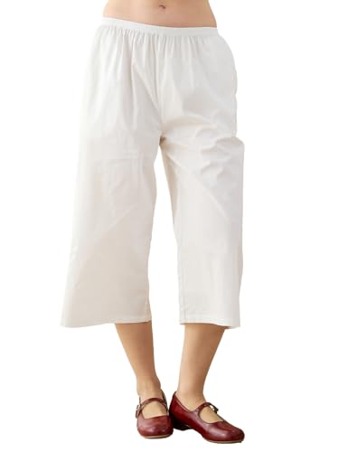 Image of Women Short Cotton Half Slip Pettipants for Under Dress with Pockets Victorian Pajama Pants