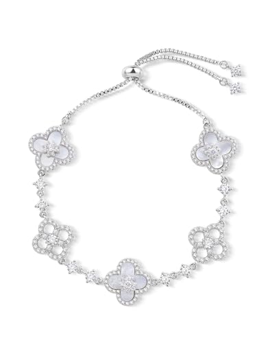 Charm Clover Bracelet CZ Silver Gold Bracelets for Women - Main Image