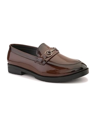 Image of STANPHORD Mens Loafers Textured Formal Slipon Loafers with Metal Accent for Party & Formal Occasion