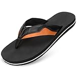 HAOLIRA Flip Flops Men Arch Support Summer Beach Travel Orthotic Walking Thong Sandals Non Slip Lightweight Comfortable Outdoor Pool Shoes UK Size 8-13 (04 Tawny/Black 44/US 11)