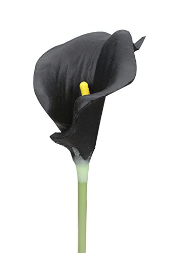 Duovlo 20pcs Calla Lily Bridal Wedding Bouquet Lataex Real Touch Artificial Flower Home Party Decor (Black)